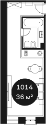 Объект, 36.36 м², 1/4 этаж, ЖК «Резиденция Волна»