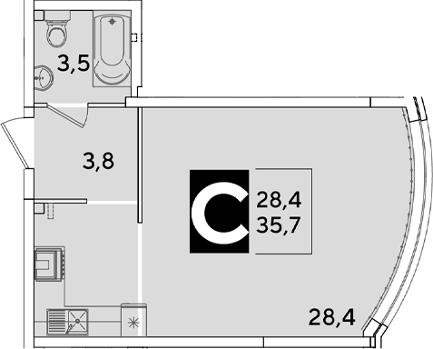 Продается 1-комн. квартира, 35.7 м²