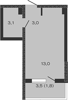 Студия, 19.1 м², 1/4 этаж, ЖК «Дзенпарк»