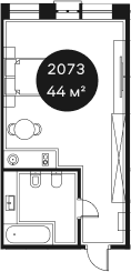 Объект, 43.59 м², 2/4 этаж, ЖК «Резиденция Волна»