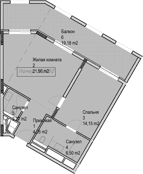 2-комн., 48.8 м², 2/6 этаж, ЖК «Гостиничный комплекс Николай 1»