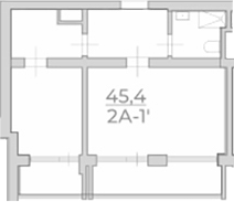 Объект, 45.4 м², 4/4 этаж, ЖК «Комплекс Luciano»
