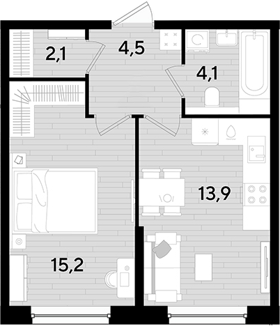 Продается 1-комн. квартира, 39.8 м²