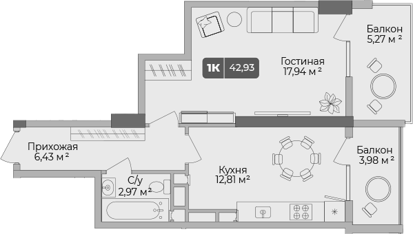 1-комн. Золотой берег. СЗ Среда
