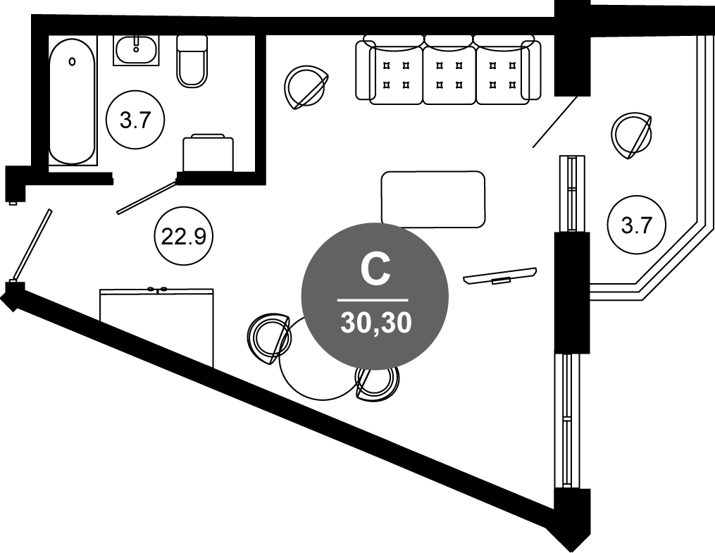 Студия, 26.6 м², 4/10 этаж, ЖК «Гостиничный комплекс GREENMONT»