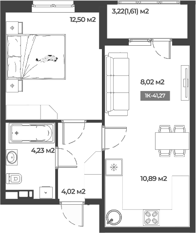 Продается 1-комн. квартира, 39.66 м²
