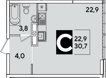 Продается 1-комн. квартира, 30.7 м²