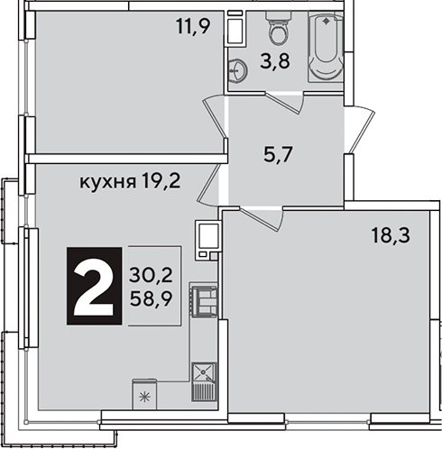 Продается 3-комн. квартира, 58.9 м²