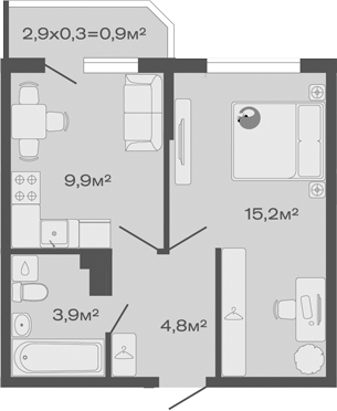 Продается 1-комн. квартира, 33.8 м²