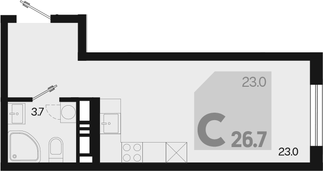 Продается 1-комн. квартира, 26.7 м²