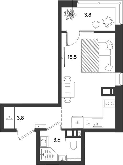 Студия, 22.9 м², 9/9 этаж, ЖК «Ридз»