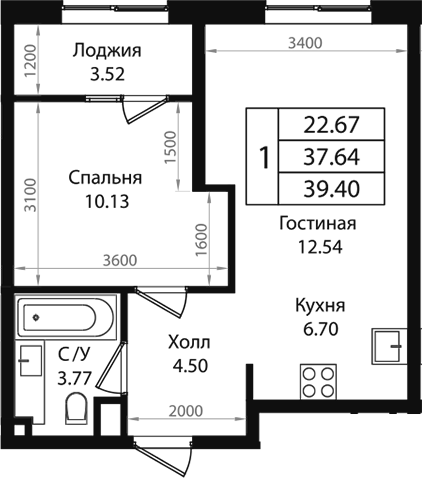 Продается 2-комн. квартира, 37.7 м²