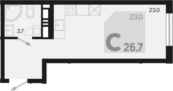 Студия, 26.7 м², 17/18 этаж, ЖК «Первое место»