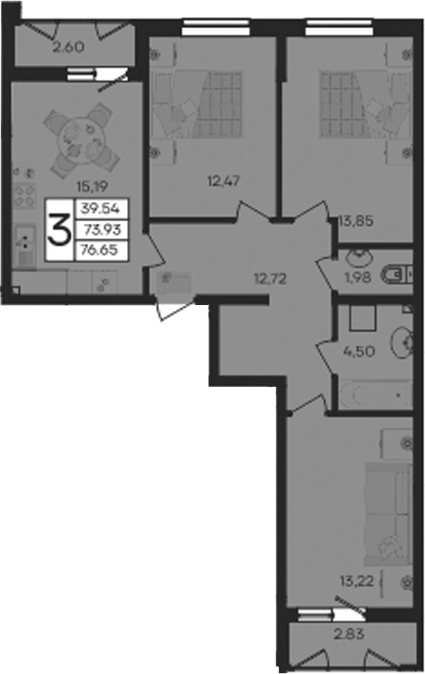 Продается 3-комн. квартира, 73.93 м²