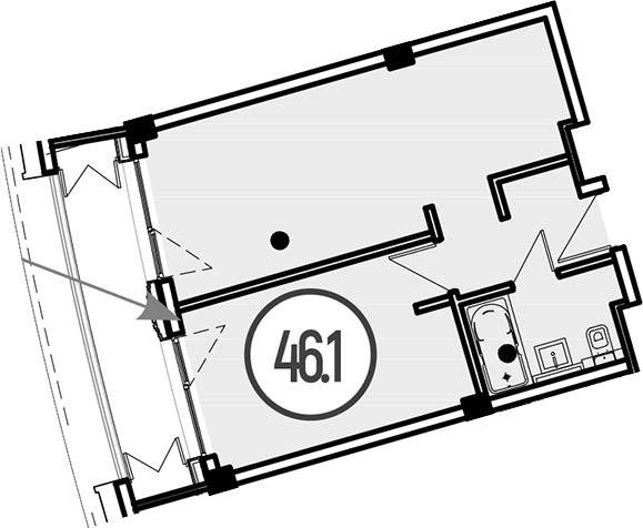Объект, 46.1 м², 4/4 этаж, ЖК «Гостиничный комплекс GRAND CASCADE»