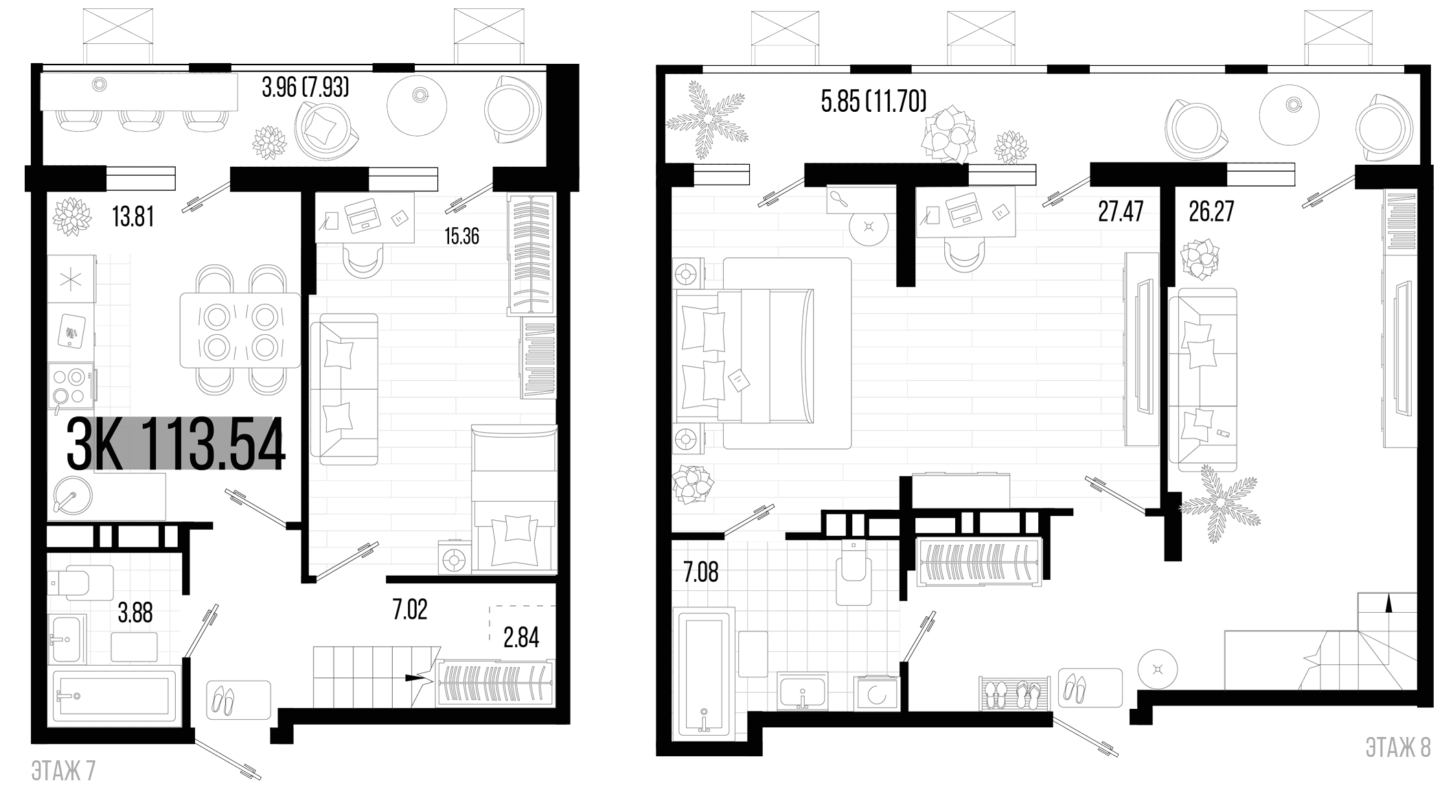 3-комн., 103.73 м², 7/8 этаж, ЖК «Цветной бульвар»