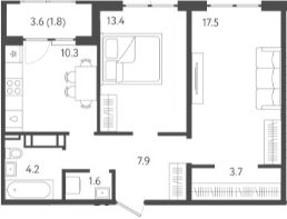 Продается 2-комн. квартира, 58.6 м²