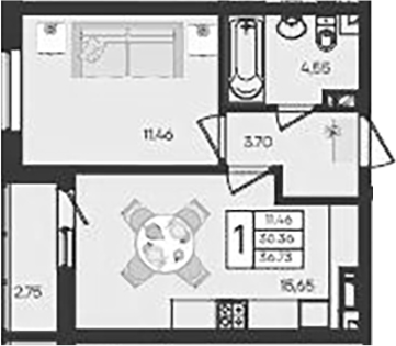 Продается 1-комн. квартира, 35.26 м²