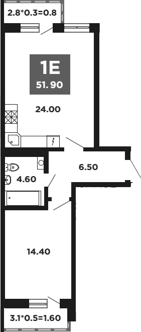 2-комн., 49.5 м², 16/18 этаж, ЖК «НЕО-квартал Красная площадь»