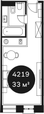 Объект, 32.72 м², 4/4 этаж, ЖК «Резиденция Волна»