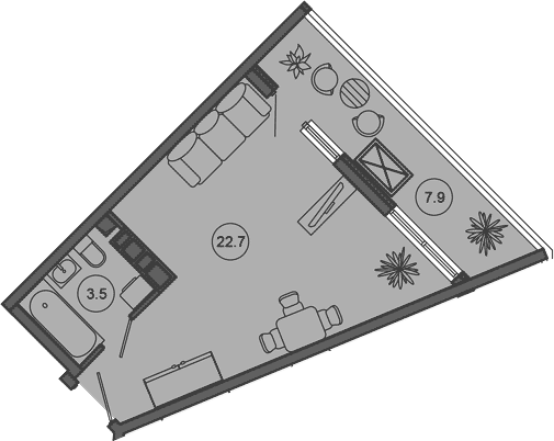 Студия, 26.2 м², 10/10 этаж, ЖК «Гостиничный комплекс GREENMONT»