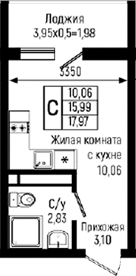Студия, 15.99 м², 8/18 этаж, ЖК «Ботаника Хиллс»