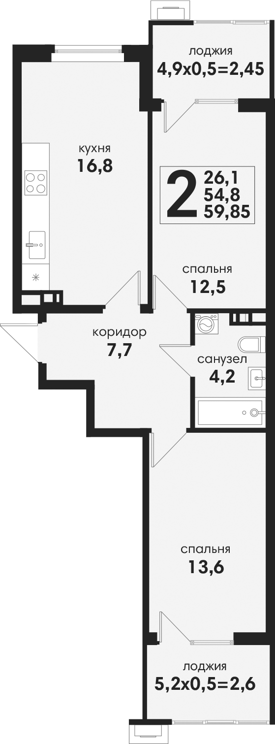 3-комн. Новая Елизаветка