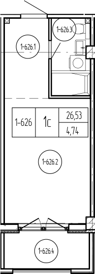 Продается 1-комн. квартира, 26.54 м²