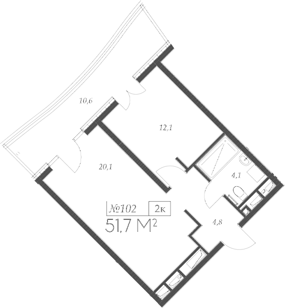Продается 2-комн. квартира, 41.1 м²