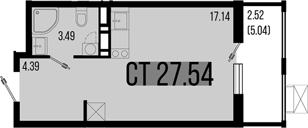 Студия, 25.02 м², 2/8 этаж, ЖК «Цветной бульвар»