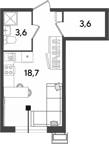 Студия, 25.9 м², 2/9 этаж, ЖК «Парк Победы»