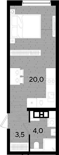 Студия, 27.5 м², 4/16 этаж, ЖК «DОГМА ПАРК»