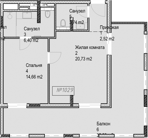 2-комн., 48 м², 1/4 этаж, ЖК «Гостиничный комплекс Николай 1»