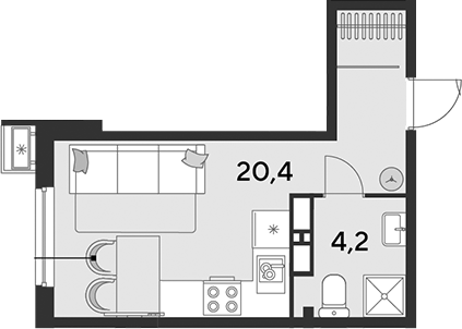 Продается 1-комн. квартира, 24.6 м²