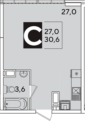 Продается 1-комн. квартира, 30.6 м²