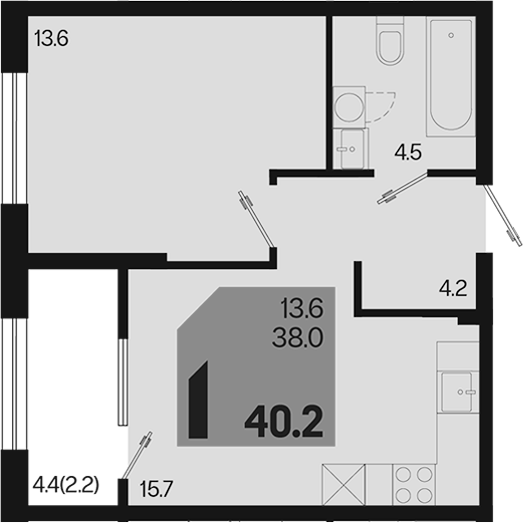 Продается 1-комн. квартира, 38 м²