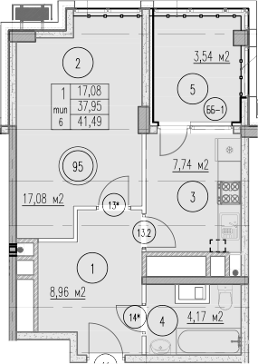 1-комн., 37.95 м², 7/10 этаж, ЖК «Agoy Park Residence by Lavicon»