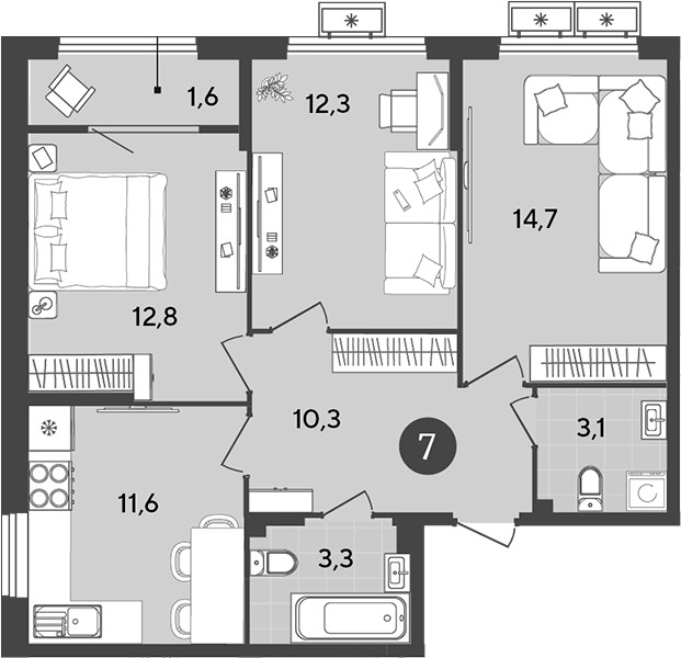 Продается 3-комн. квартира, 68.1 м²