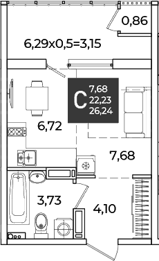 Продается 1-комн. квартира, 22.23 м²