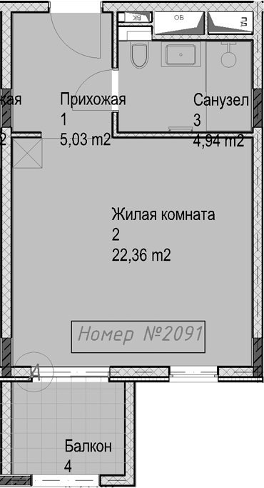 Студия, 32.3 м², 2/6 этаж, ЖК «Гостиничный комплекс Николай 1»