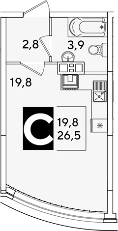 Продается 1-комн. квартира, 26.5 м²