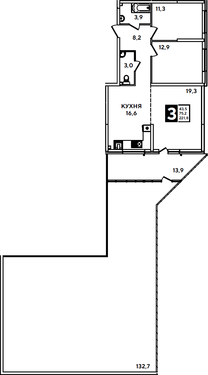 Продается 3-комн. квартира, 75.2 м²