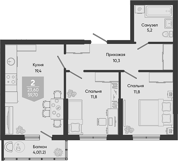 Продается 3-комн. квартира, 58.5 м²