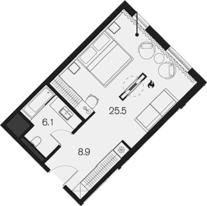 Студия, 40.5 м², 3/4 этаж, ЖК «Benefit Sky Breeze Sochi»