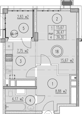 1-комн., 36.47 м², 3/9 этаж, ЖК «Agoy Park Residence by Lavicon»