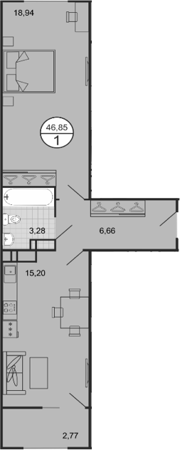 2-комн., 44.08 м², 7/9 этаж, ЖК «Событие»