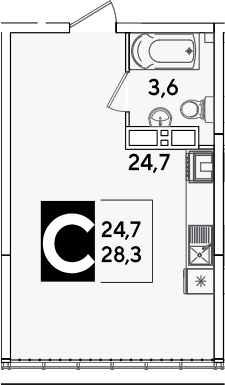 Студия, 28.3 м², 16/16 этаж, ЖК «Самолет»