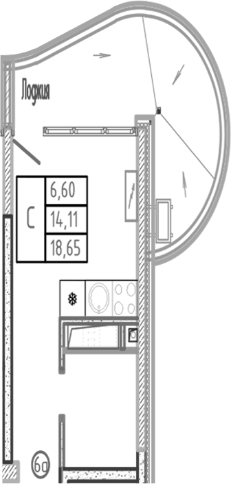 Студия, 14.11 м², 4/16 этаж, ЖК «Sun Hills Ольгинка»