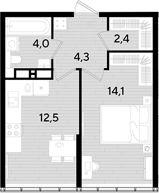 Продается 1-комн. квартира, 37.3 м²