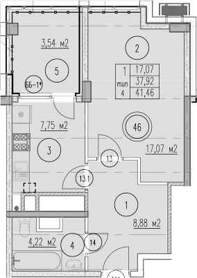 1-комн., 37.92 м², 7/10 этаж, ЖК «Agoy Park Residence by Lavicon»